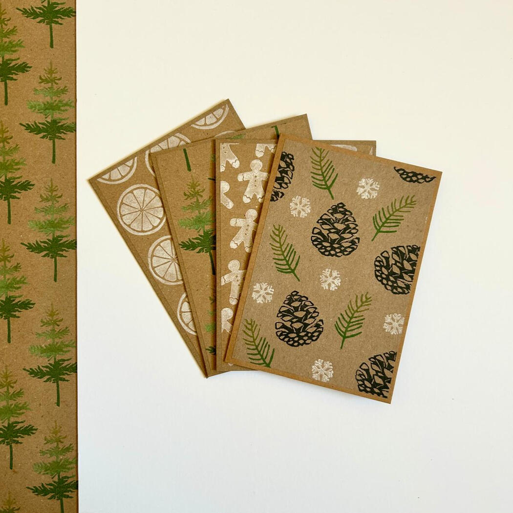 Handprinted Christmas cards